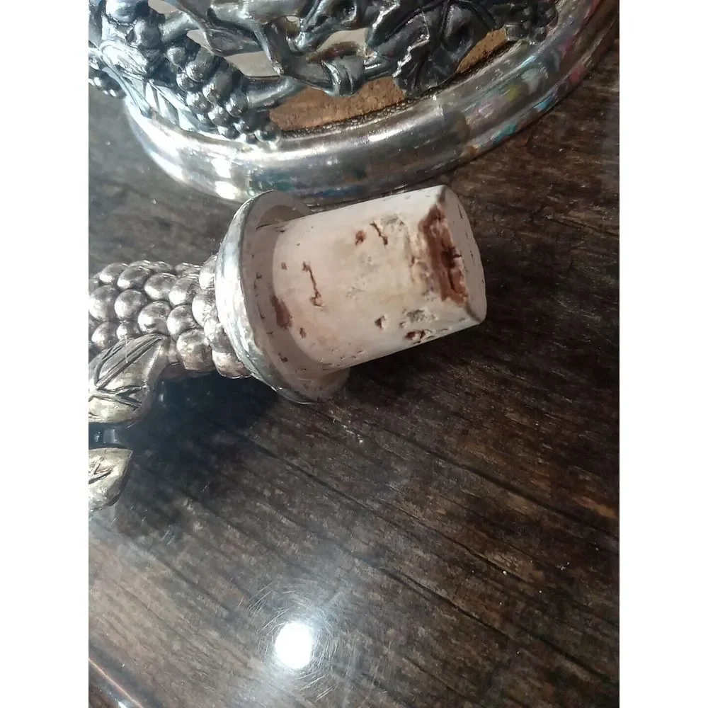 Vintage Paul Revere Silver Plated Bottle Coaster with Stopper Grape Design